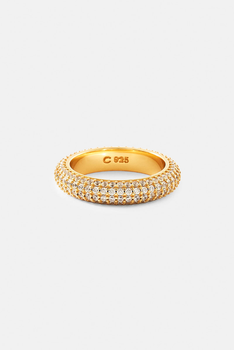 Iced Pave Band Ring - 5mm - Gold
