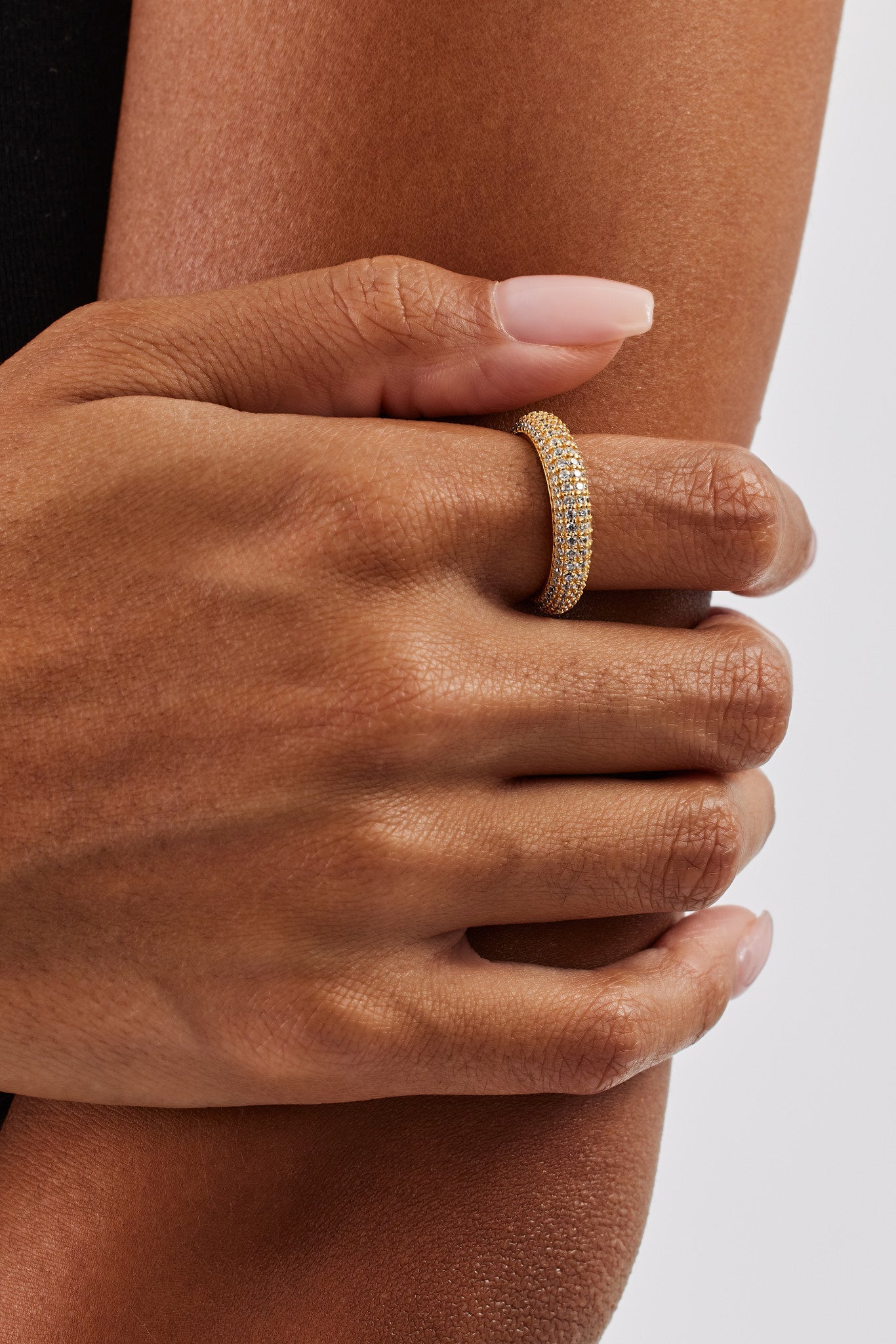 Iced Pave Band Ring - 5mm - Gold