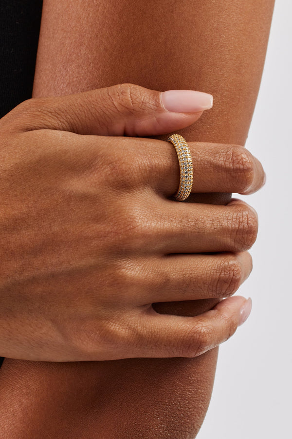 Iced Pave Band Ring - 5mm - Gold