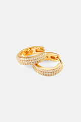 Iced Pave Hoops - 15mm - Gold