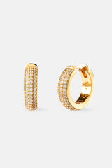 Iced Pave Hoops - 15mm - Gold
