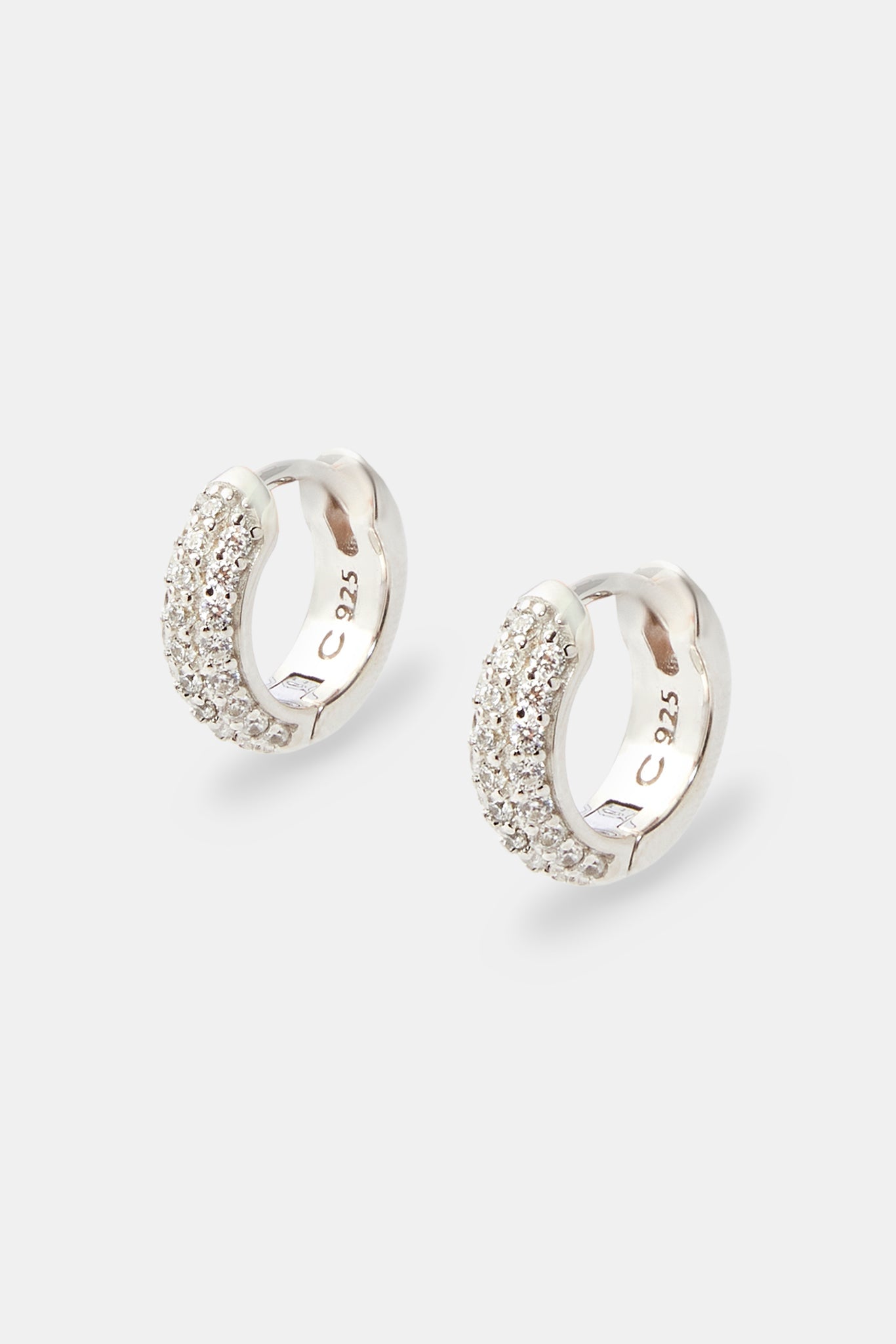 Iced Pave Micro Huggie Earrings - 12mm