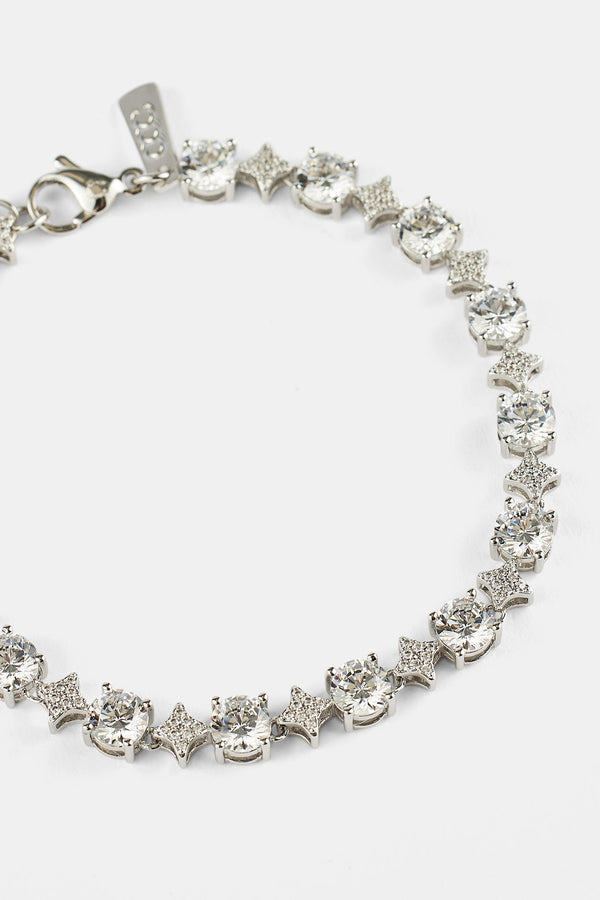 Iced Round & Star Gemstone Tennis Bracelet - 6mm