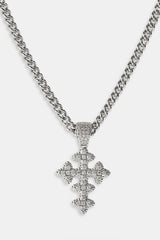 Womens Iced Motif Cross Necklace - 20mm - White