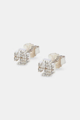 Iced Cross Motif Stud Earrings - 6mm