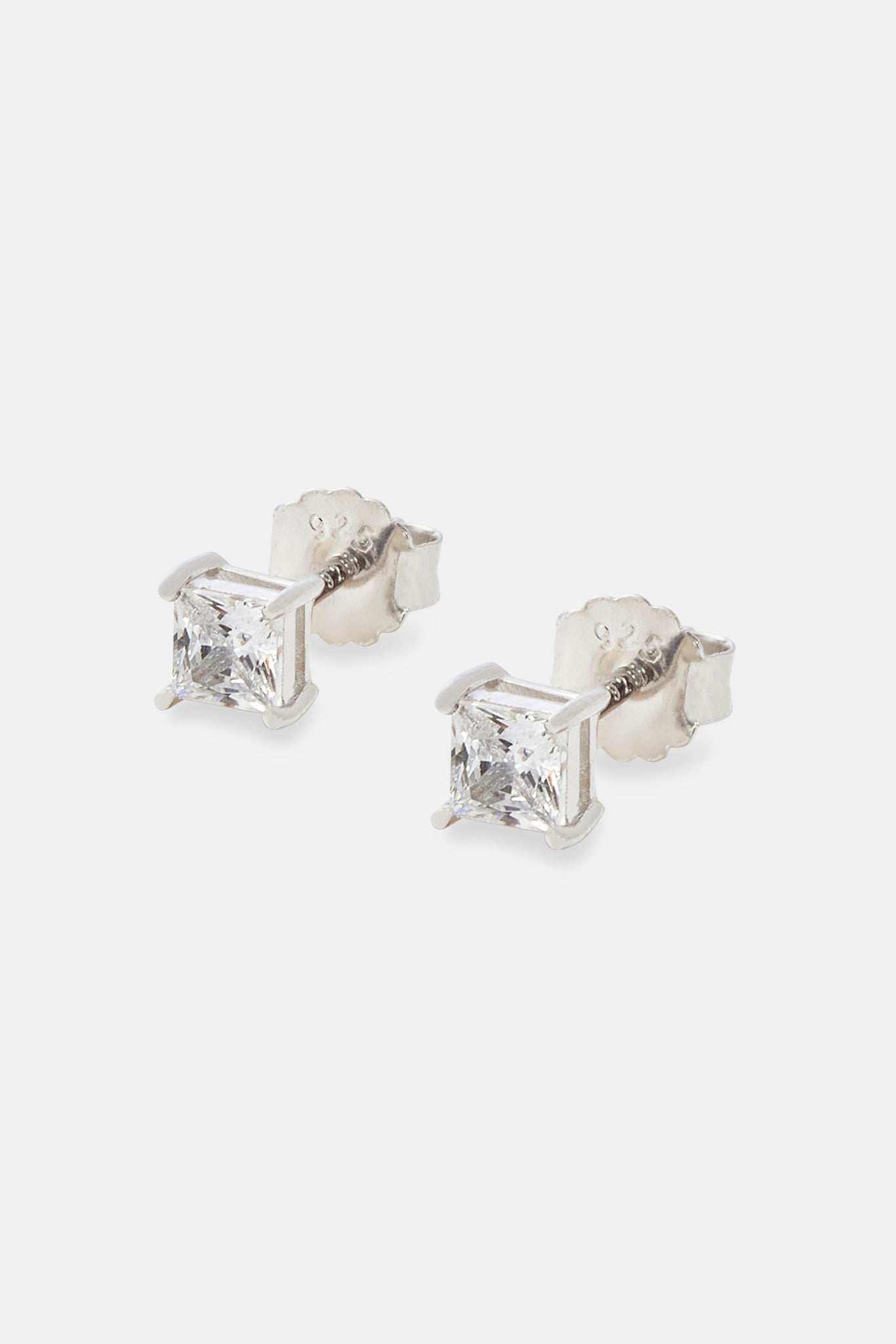 Iced Micro Square Stud Earrings - 4mm