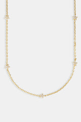 Iced Star Thin Link Chain - 2.5mm - Gold