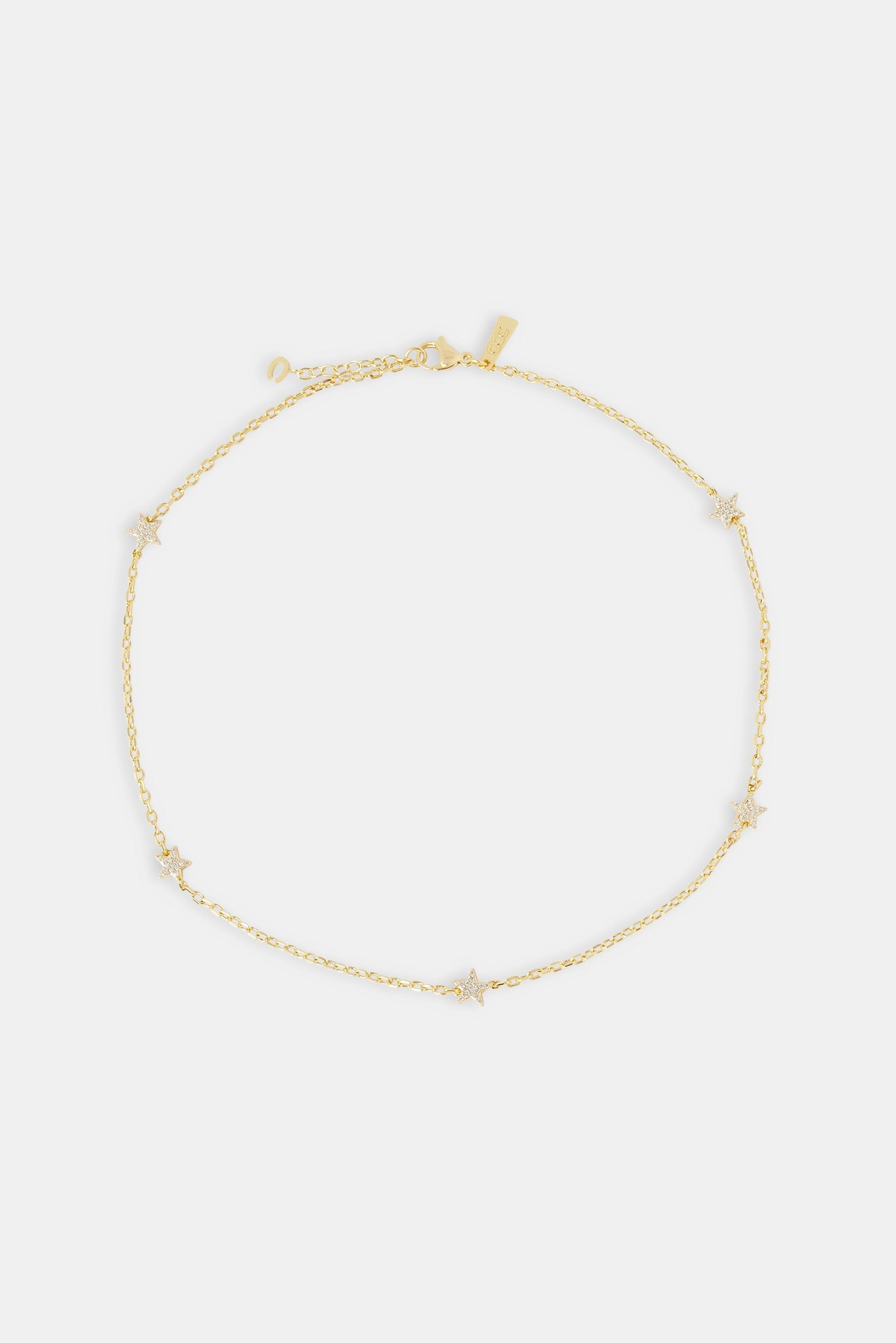 Iced Star Thin Link Chain - 2.5mm - Gold