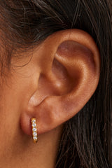 Iced Thin Huggie Earrings - 12mm