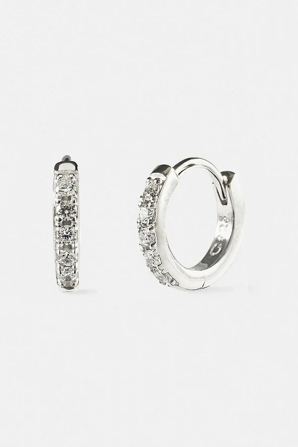 Iced Thin Huggie Earrings Set - 12mm
