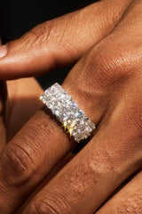 Triple Row CZ Iced Ring - 6mm - White