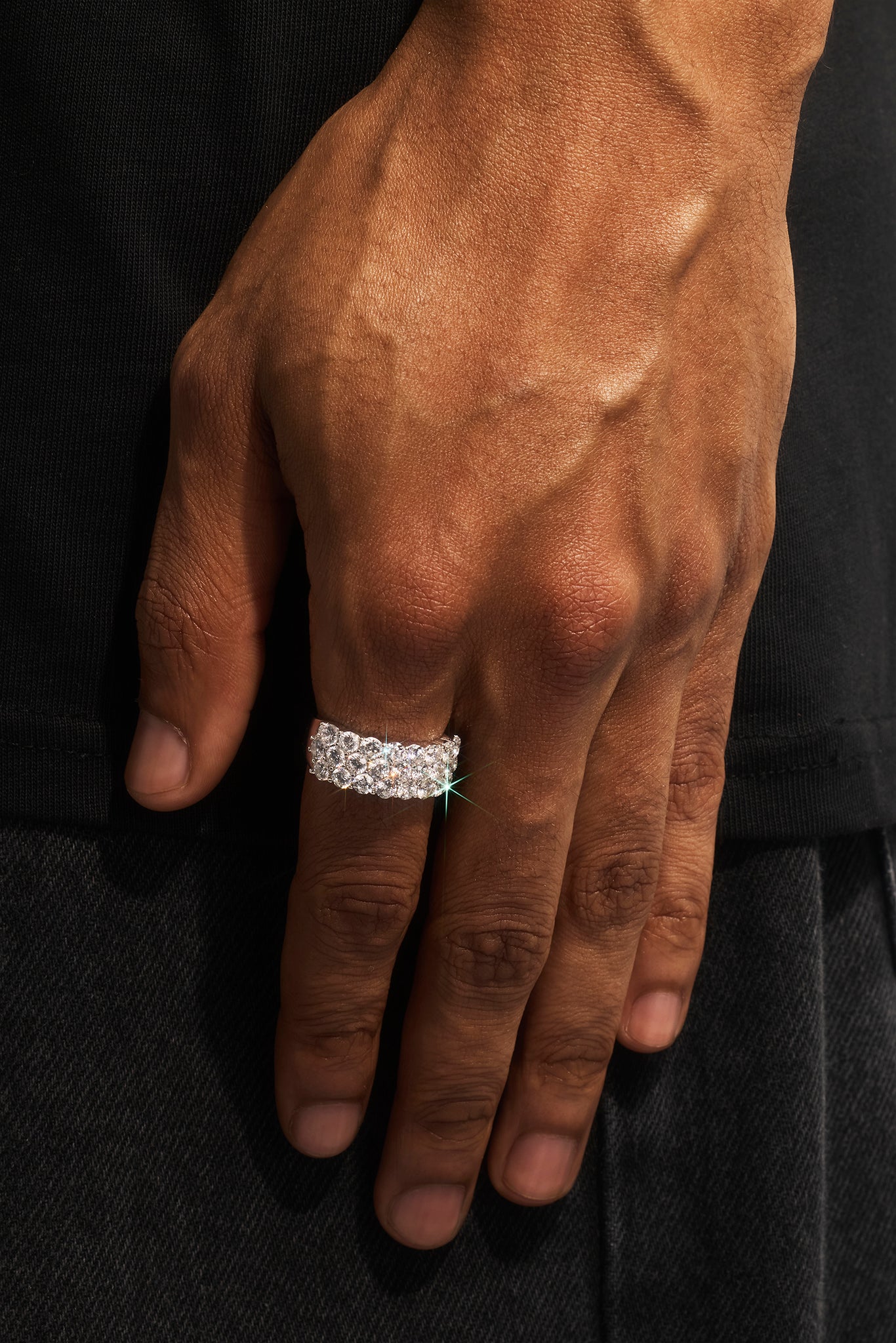 Triple Row CZ Iced Ring - 6mm - White
