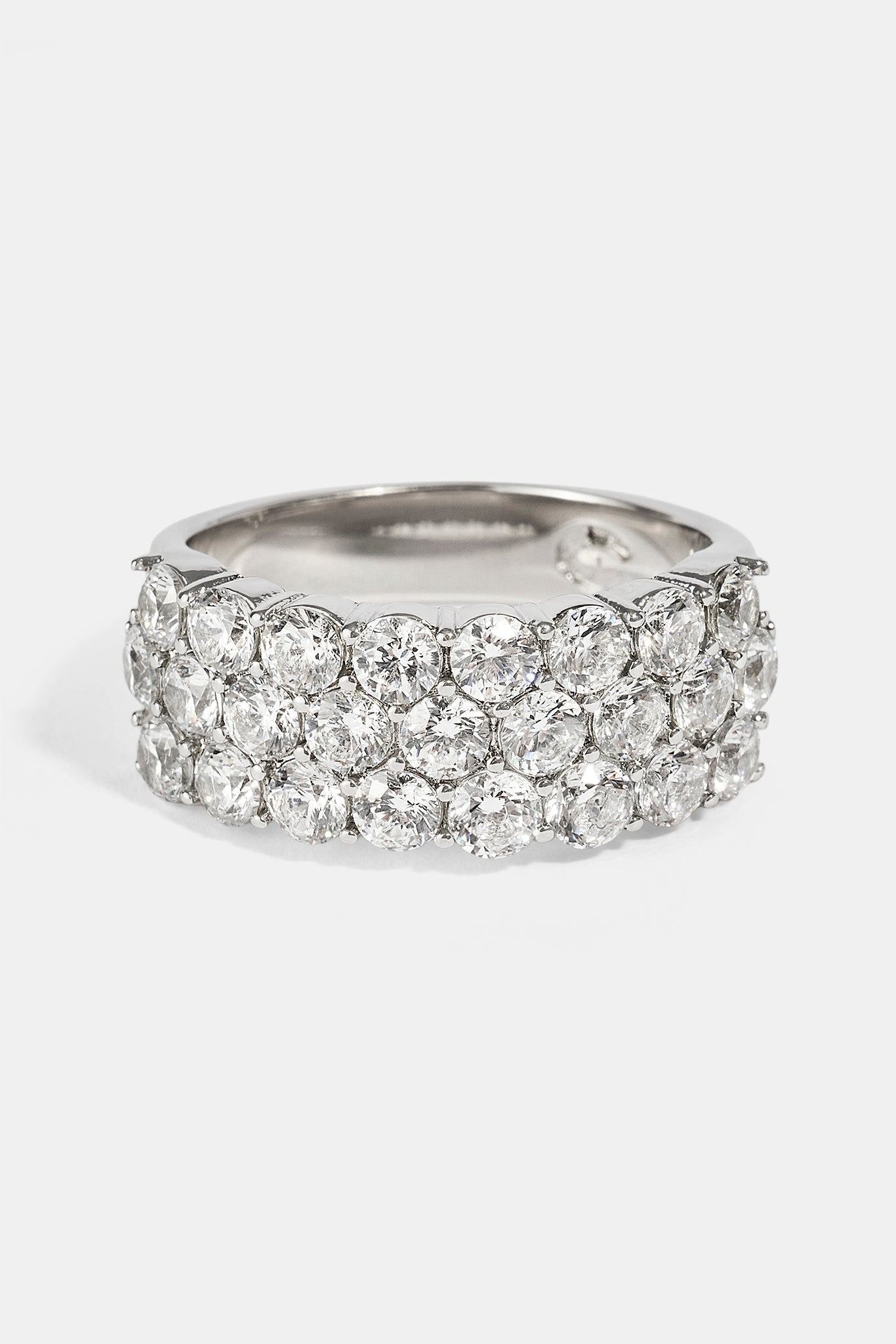Triple Row CZ Iced Ring - 6mm - White