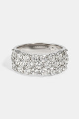 Triple Row CZ Iced Ring - 6mm - White