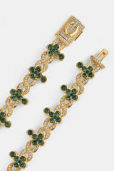 Iced Green Cross Infinity Link Bracelet - 10mm