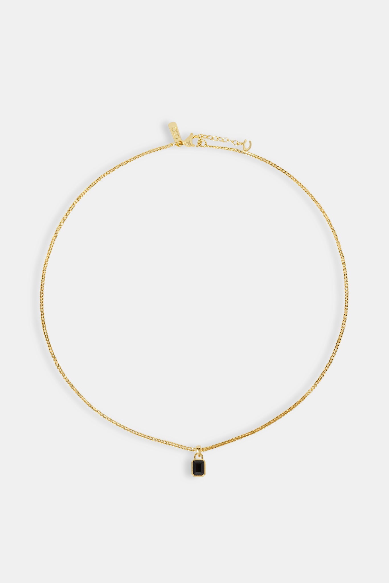 Micro Iced Black Gemstone Necklace - 10mm - Gold
