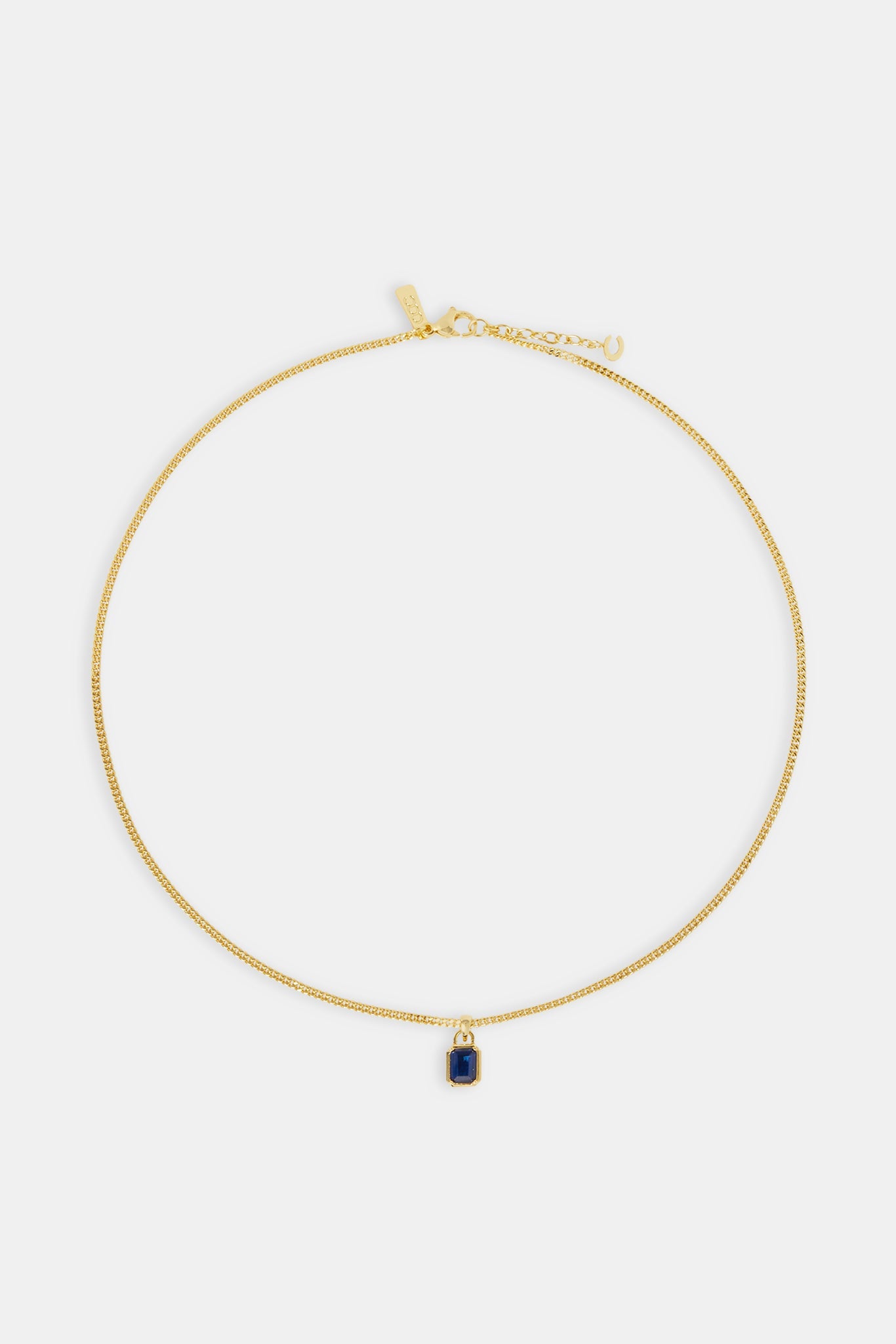 Micro Iced Blue Gemstone Necklace - 10mm - Gold