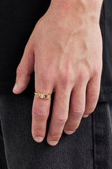 Mixed Gemstone Polished Edge Ring - 6mm - Gold