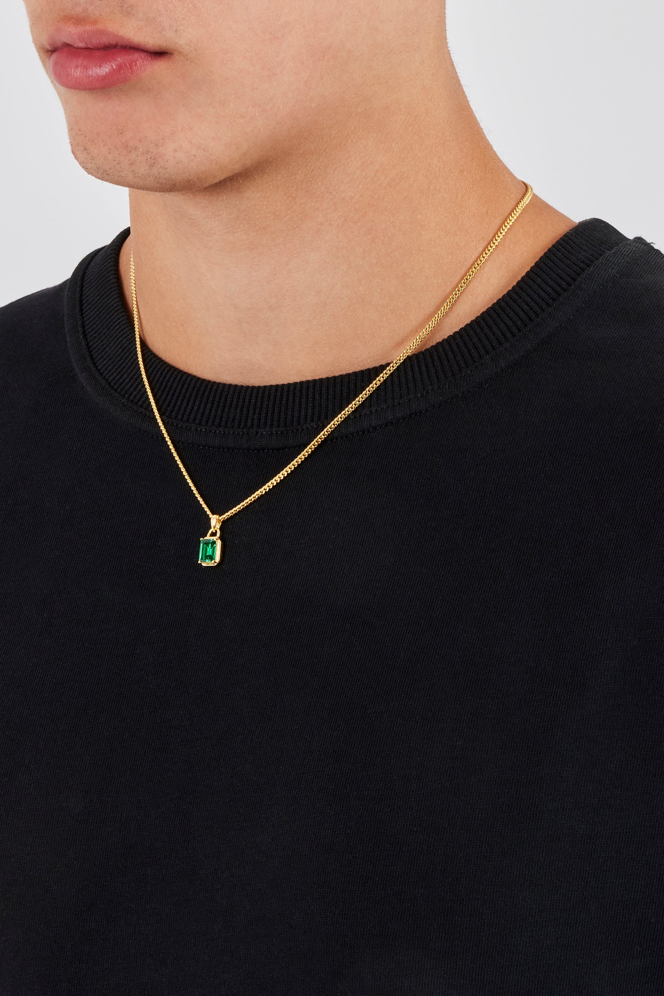 Micro Iced Green Gemstone Necklace - 10mm - Gold
