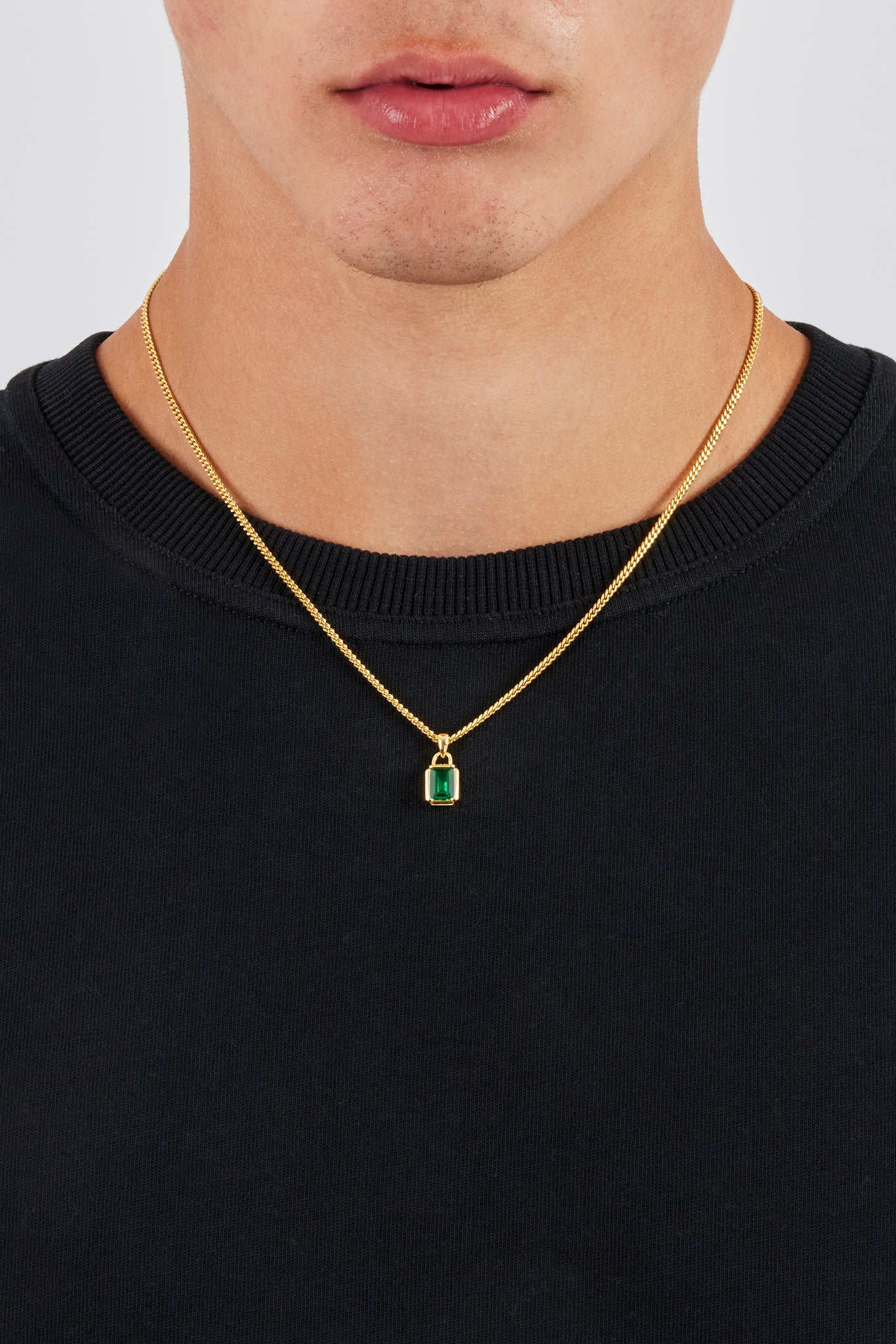 Micro Iced Green Gemstone Necklace - 10mm - Gold
