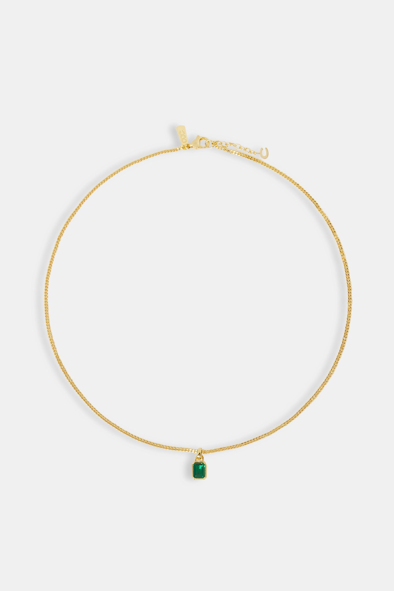 Micro Iced Green Gemstone Necklace - 10mm - Gold