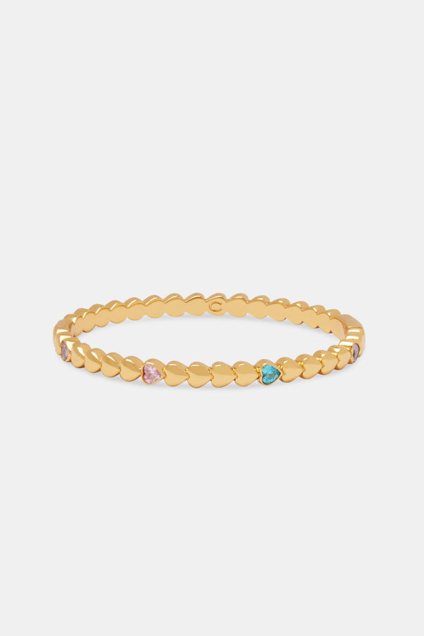 Multi Colour Gem Heart Bangle