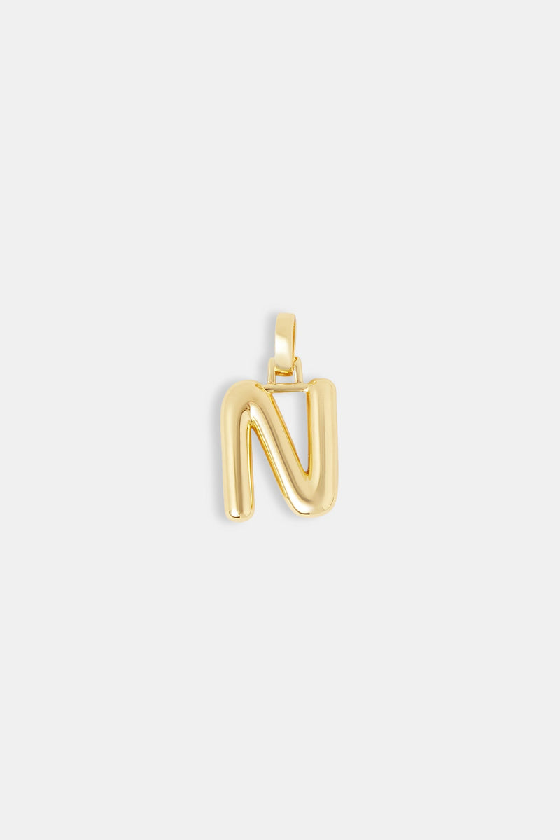 Mini Polished Balloon Letter Pendant - 20m - Gold