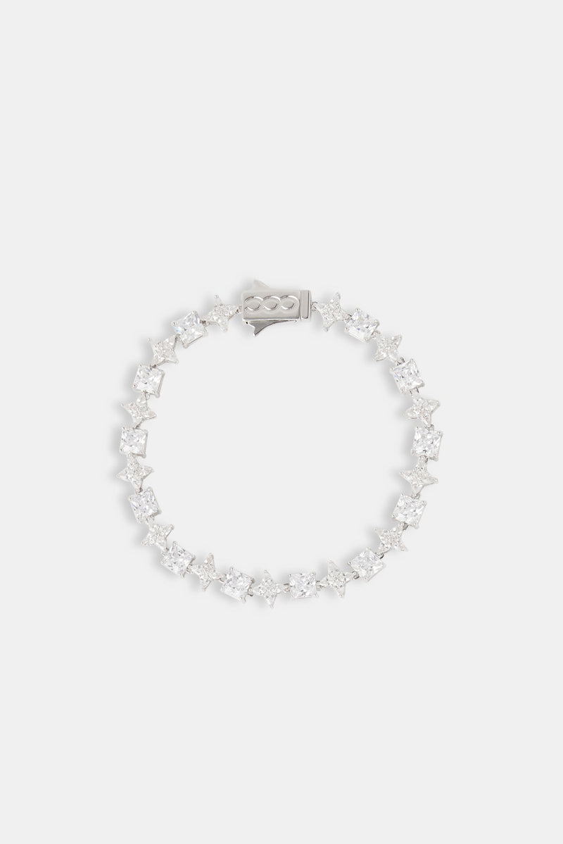 5mm Star & Square Alternating Bracelet - White