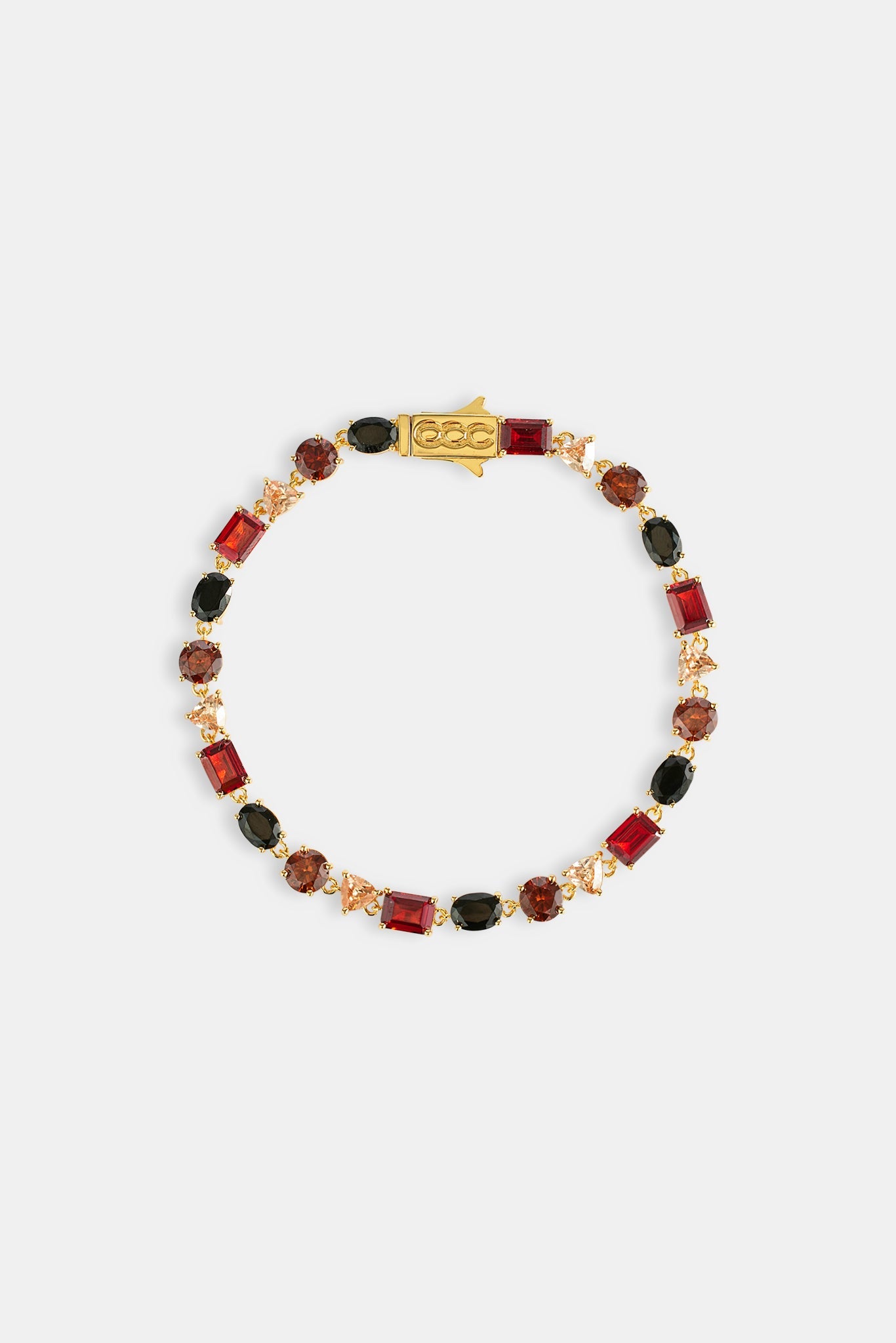 Mixed Shape Chocolate Multi Gemstone Bracelet - 5mm - Gold