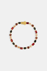 Mixed Shape Chocolate Multi Gemstone Bracelet - 5mm - Gold