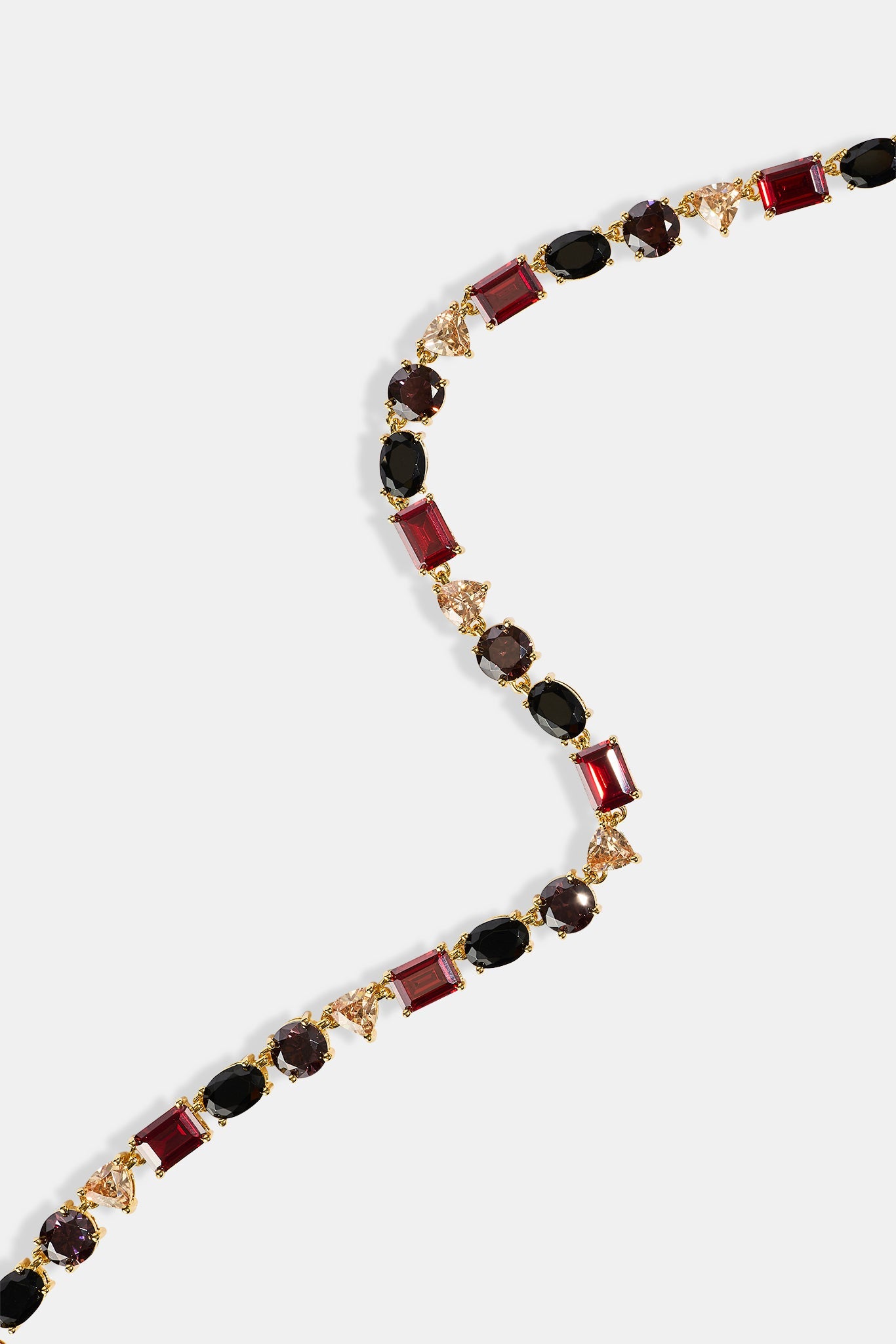 Mixed Shape Chocolate Multi Gemstone Chain - 8mm - Gold