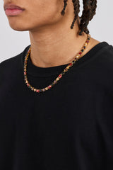 Mixed Shape Chocolate Multi Gemstone Chain - 8mm - Gold