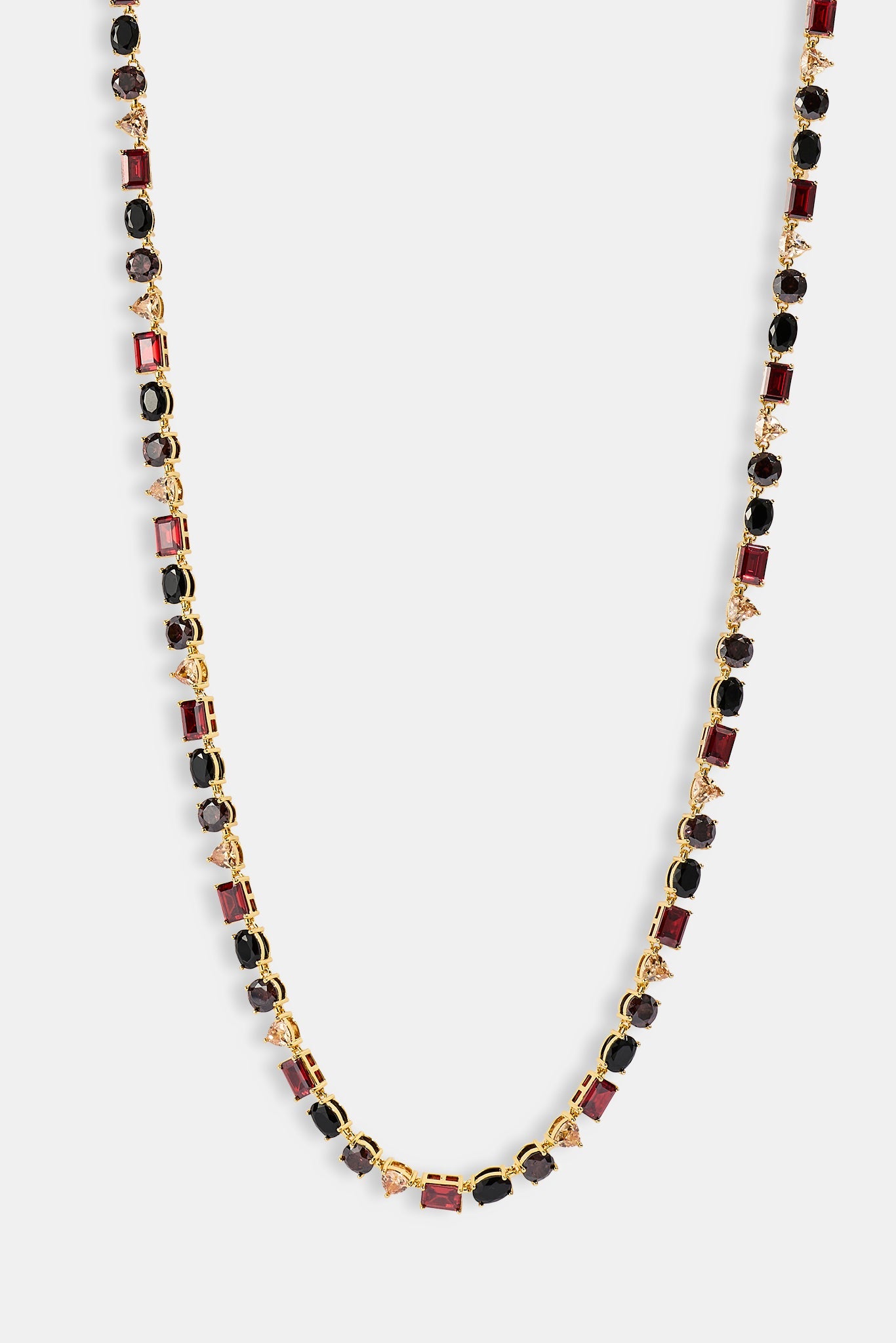 Mixed Shape Chocolate Multi Gemstone Chain - 8mm - Gold