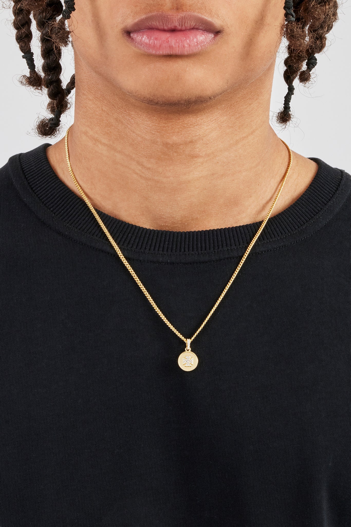 Micro Iced Motif Necklace - 12mm - Gold