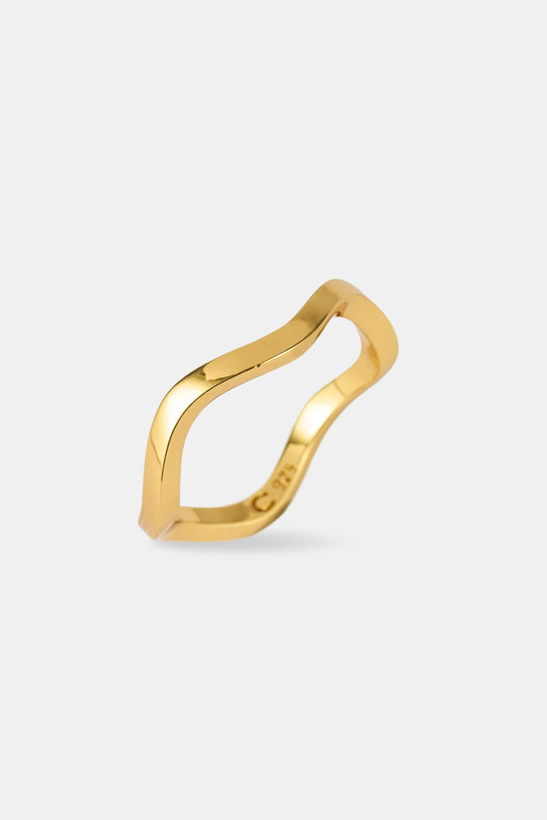 Polished Asymmetric Band Ring - 2mm - Gold