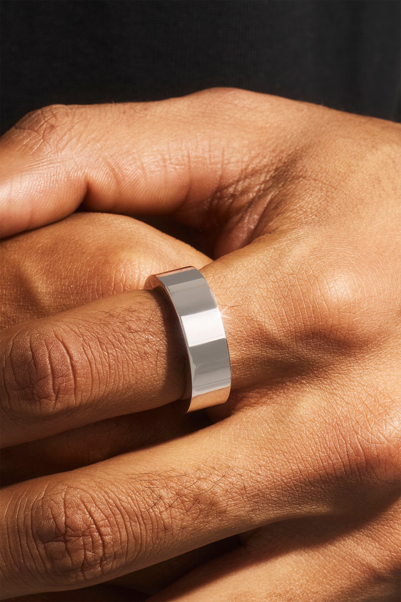 Polished Band Ring - 8mm - White