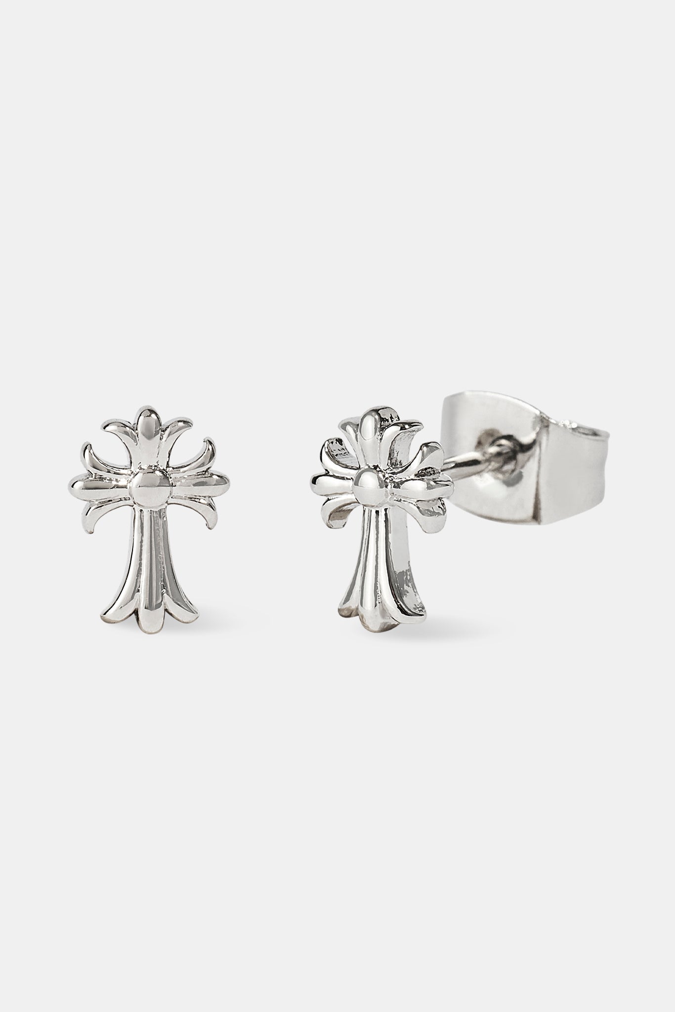 Polished Cross Earrings - 8mm - White