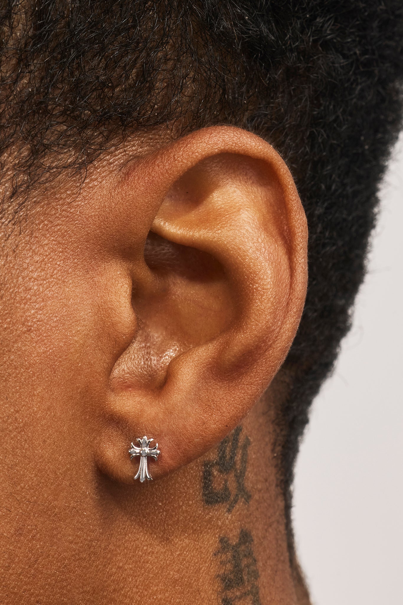 Polished Cross Earrings - 8mm - White