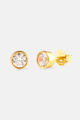 Polished Edge Round Stud Earrings - 6mm - Gold