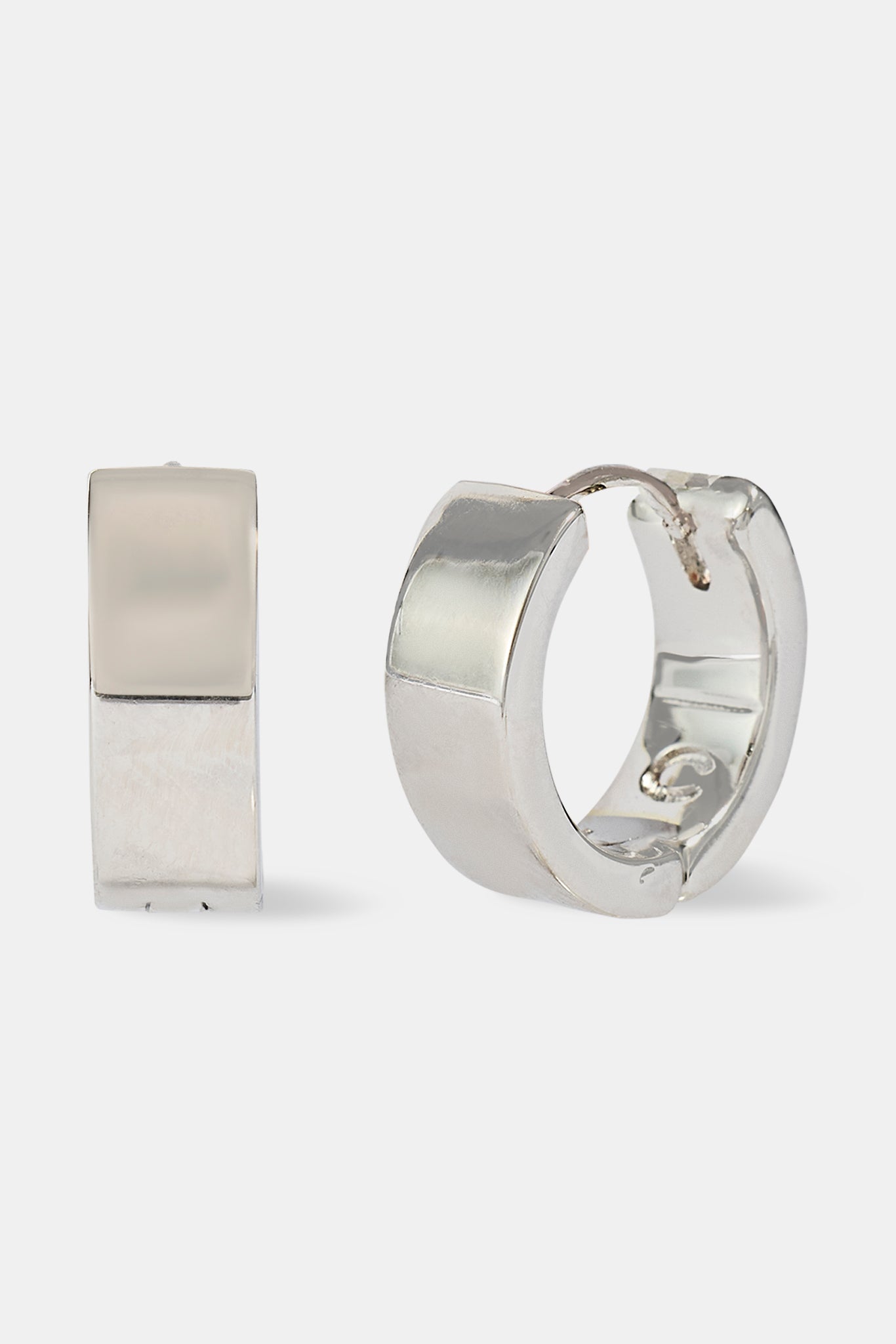 Polished Huggie Hoop Earrings - 10mm - White