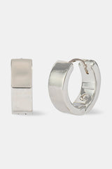 Polished Huggie Hoop Earrings - 10mm - White