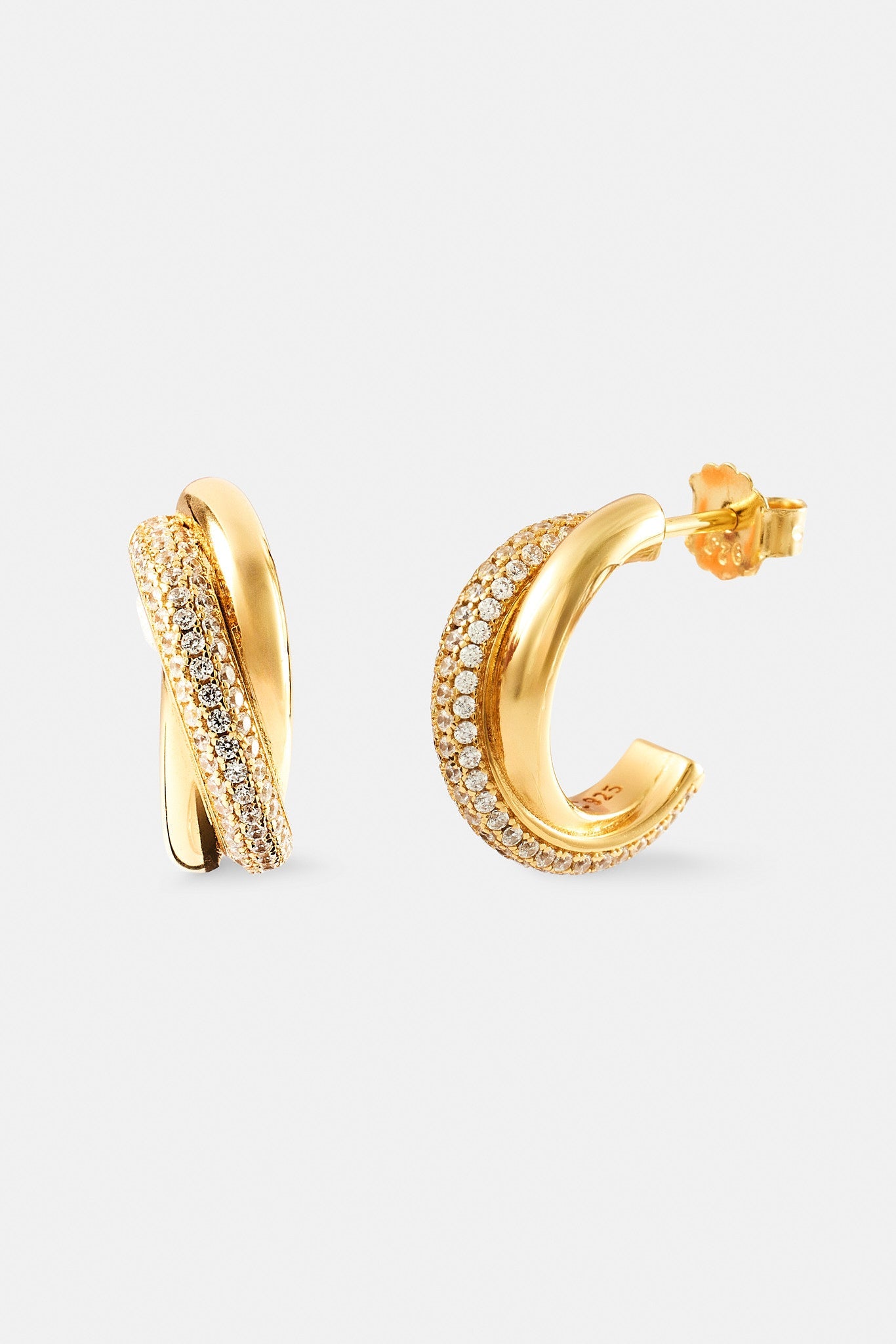 Polished & Iced Cross Over Hoops - 20mm