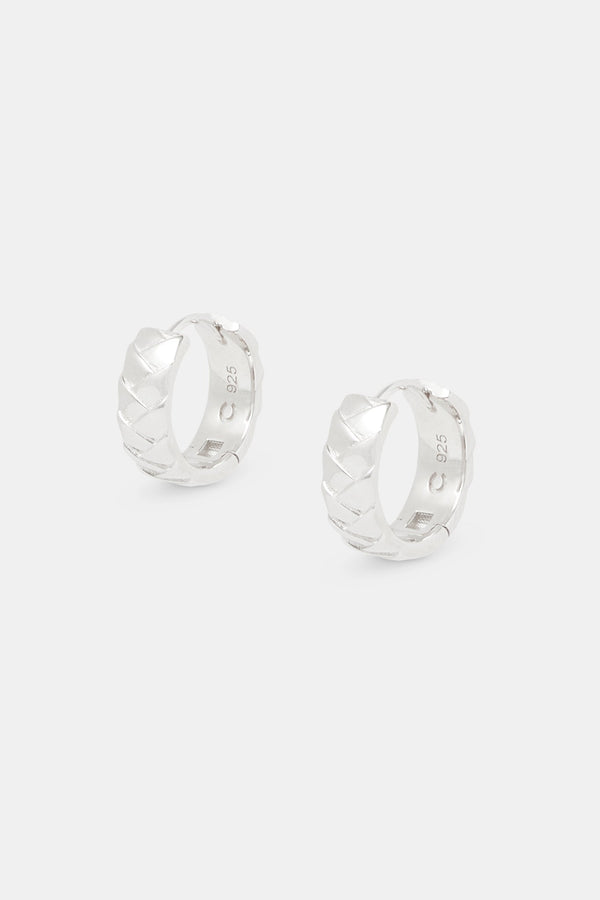 Polished Woven Huggie Earrings - 15mm