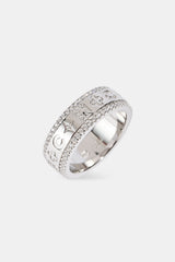 Polished Motif Outline Band Ring - 8mm
