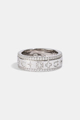 Polished Motif Outline Band Ring - 8mm