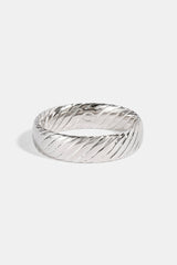 Polished Ribbed Band Ring - 6mm - White