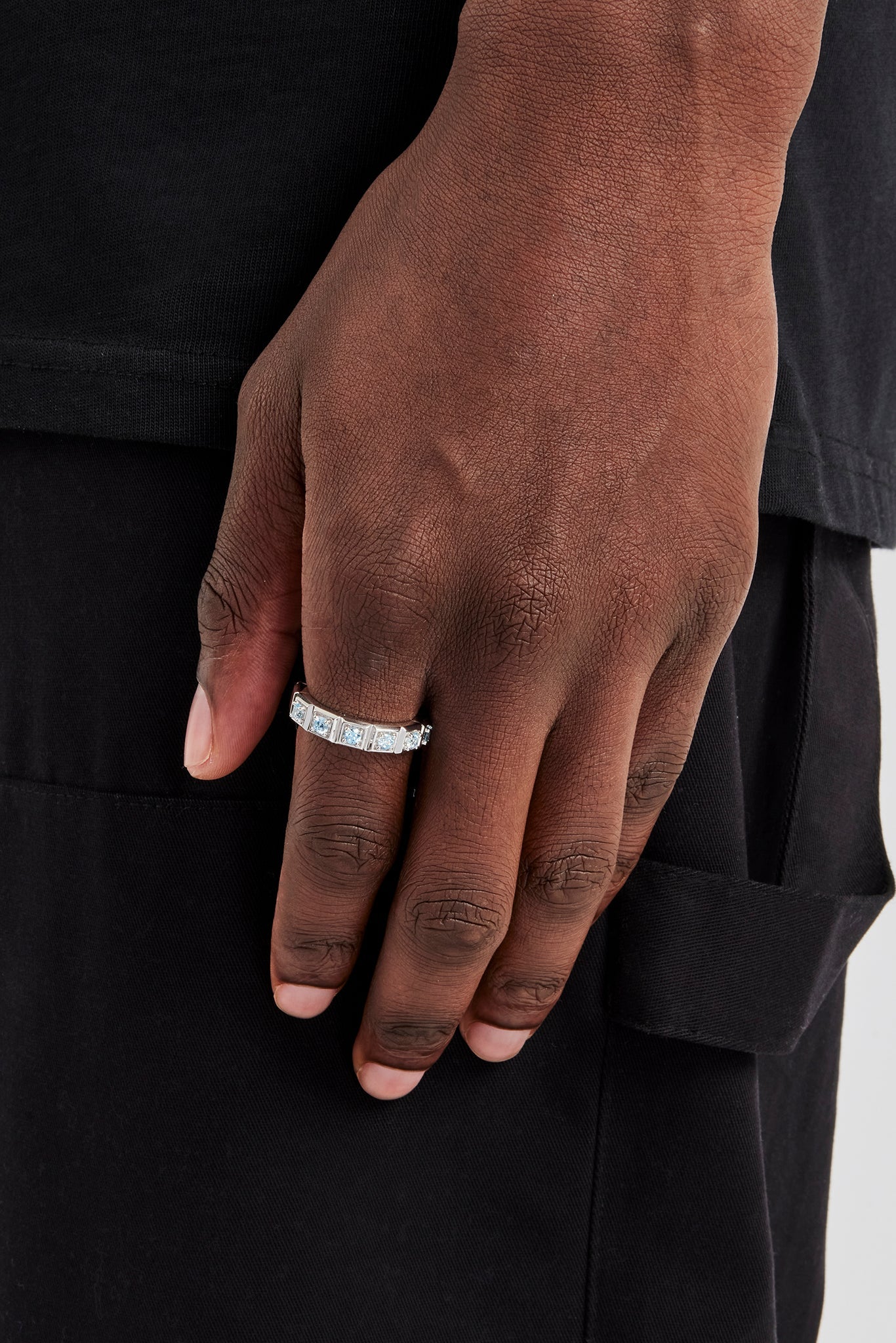 Polished Edge Blue Square Stone Ring - 6mm