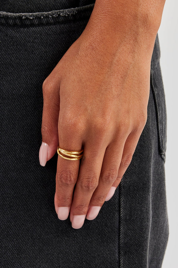 Polished Triple Band Ring - 8mm