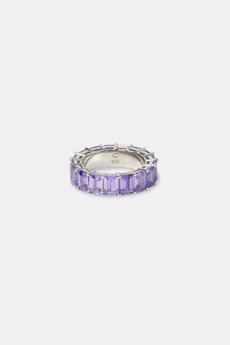 Purple CZ Baguette Tennis Ring - 6mm