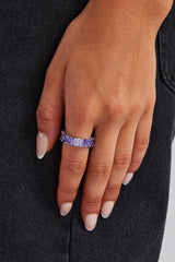 Purple CZ Baguette Tennis Ring - 6mm